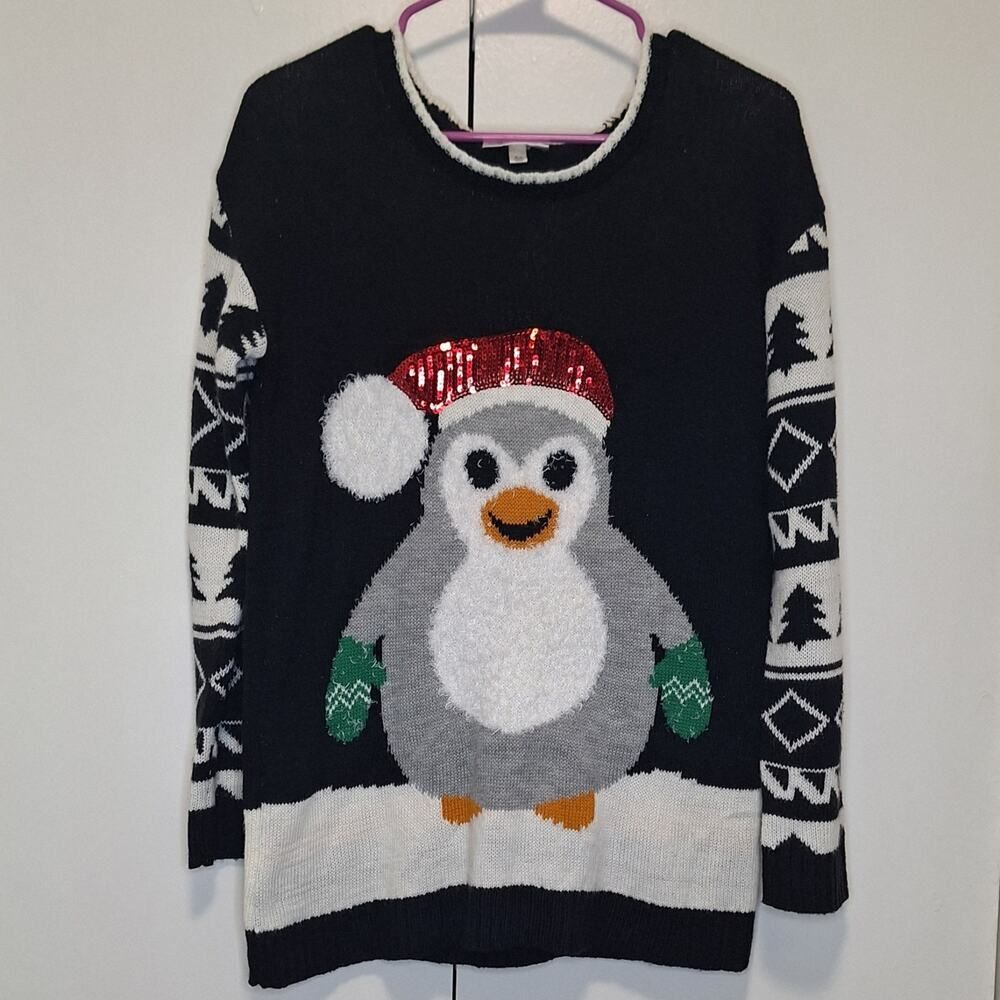 Allison Britney Santa Hat Penguin Sweater